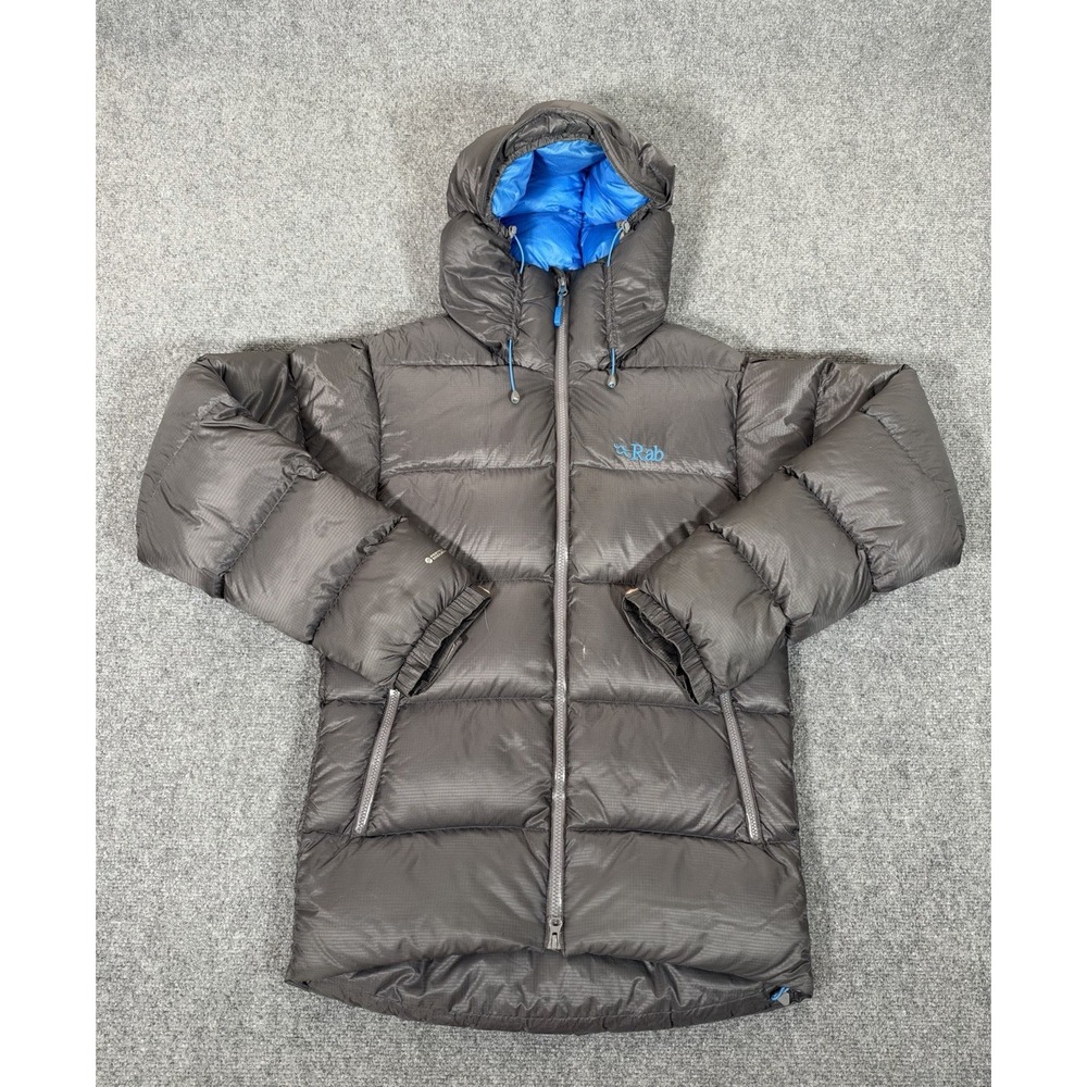 Rab Neutrino Endurance Down Puffer Jacket Mens XS Pertex Hooded Gray Blue